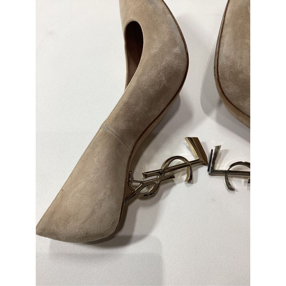 Yves Saint Laurent YSL Opyum Gold Suede Beige Pump Size EU 40 - Picture 7 of 17